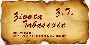 Života Tabašević vizit kartica
